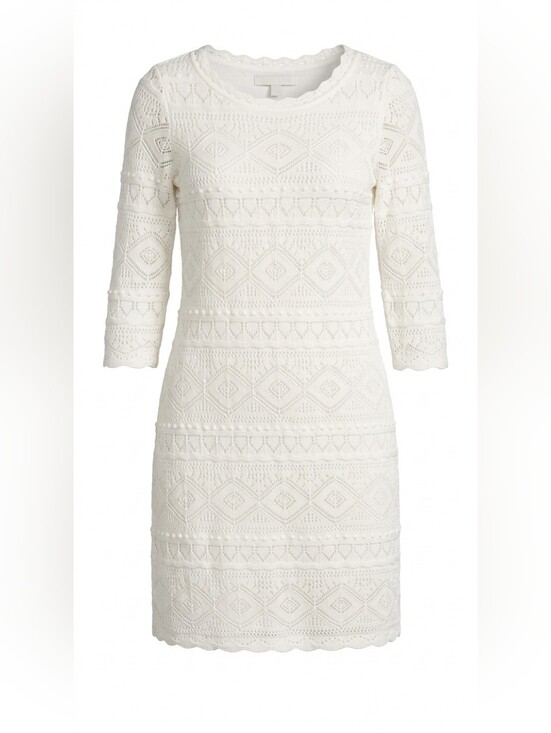Talbots Dresses & Skirts - Talbots Petite Sweater Dress Medium White Crochet Midi Coastal Chic Boho Cottage